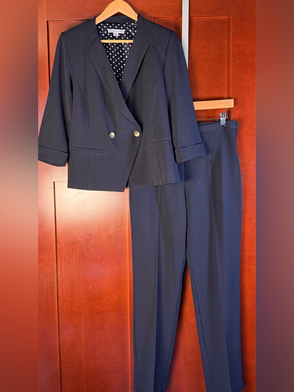 Danny & Nicole Size 8 Navy 2 Piece Pant Suit Double Breasted Blazer Trousers